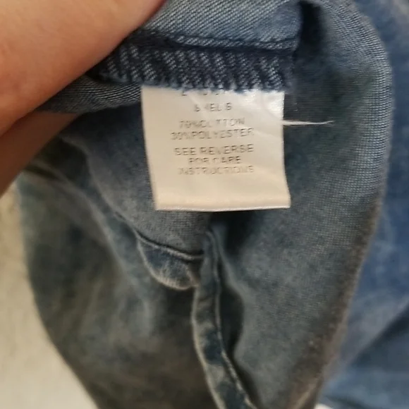 Modcloth En Creme Acid Wash Jean Mini Dress S - Picture 5 of 6